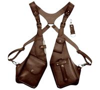 Leather Anti-Theft Harness - Vintage Medieval Security Phone Bag | Armpit Shoulder Bag Wallet, Adjustable PU Leather Hidden Pack, Outdoor Double Shoulder Bag, Light Brown, Consulte la descripción, See