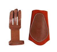 Leather Archery Shooting Glove Arm Guard - 3 Finger Protective Gear for Recurve and Compound Bow Hunting