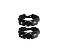 Leather Arm Bands for Men,Punk Bracelets Adjustable Upper Arm Strap with Metal Ring Black Arm Bands Rock、Party Accessories, 1, Leather