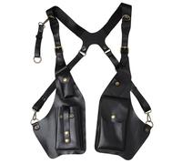 Leather Armor, Adjustable Underarm Shoulder Bag Anti Theft PU Double Shoulder Holsters Multi-pocket Black Leather Armor for Men Women, Black, Underarm Bag
