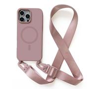 Leather Armor Case Compatible with iPhone 14 Pro Max(6.7) Crossbody Case Premium Silicone Soft Matte,Cover TPU Shell Adjustable Cord Lanyard Slim Flexible Shockproof Case,Lanyard Case.-Pink