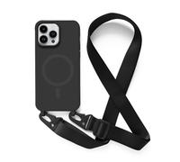 Leather Armor Case Compatible with iPhone 14 Pro Max(6.7) Crossbody Case Premium Silicone Soft Matte，Cover TPU Shell Adjustable Cord Lanyard Slim Flexible Shockproof Case，Lanyard Case.-Black