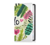 Leather Auto Registration Insurance & ID Card Holder Men Women Automobile Wallet Case Organizer for Driver License, Cards & Essential Documents Valentines Day Floral Leaves Love Heart Hello,