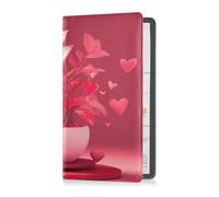 Leather Auto Registration Insurance & ID Card Holder Men Women Prefect Car Essentials Wallet for Essential Document, Driver License, Cards Red Love You Plant Valentine's Day, Red Love You Plant