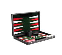 Leather Backgammon Set Malachite Green 15 Inch