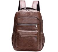 Leather Backpack for Men, 11x15.7inch Vintage PU Leather Backpack with Multi-Pockets, Waterproof Shoulder Daypacks for Business Travel Hiking