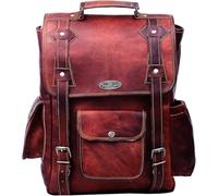 Leather Backpack for Men 16 Inch Vintage Brown Full Grain Multi Pockets Business Travel Daypack Shoulder Rucksack Knapsack (BP-Brown)