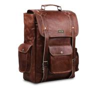 Leather Backpack for Men 16 Inch Vintage Brown Full Grain Multi Pockets Business Travel Daypack Shoulder Rucksack Knapsack (BP-Brown)
