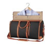 Leather Backpack Mens 1pc Foldable Women's Travel Convenient Carry-on Clothing Bag Large PU Leather Duffel Bag Women's Business Travel Bag(Black)