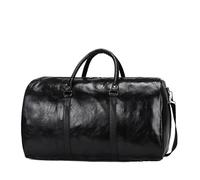 Leather Backpack Mens Unisex Large Capacity Waterproof Luggage Bag Portable Sport Weekend Bags Business Duffle Bag Soft Leather Travel Bag Suitcase(Black)