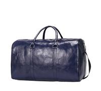 Leather Backpack Mens Unisex Large Capacity Waterproof Luggage Bag Portable Sport Weekend Bags Business Duffle Bag Soft Leather Travel Bag Suitcase(Blue)
