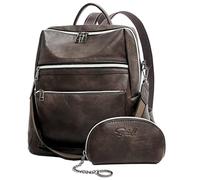 Leather Backpack Purse for Women Designer Fashion Travel Bag Ladies School Shoulder Bags Leather Rucksack (Coffee)