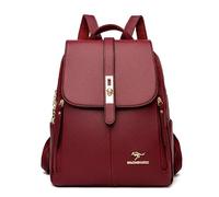 Leather Backpacks for Girls Sac A Dos Casual Daypack /Rucksack (Burgundy)
