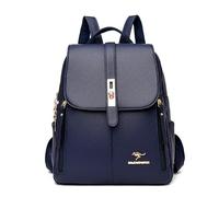 Leather Backpacks for Girls Sac A Dos Casual Daypack /Rucksack (Dark Blue)