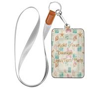 Leather Badge Holder for Women Beachy Blue Coastal Summer Preppy