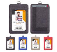 Leather Badge Holder with Clear Window, Vertical ID Badge Holder, Dual Card Slots, 1-Pack Card Holder, 4 Colors