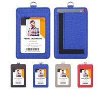 Leather Badge Holder with Clear Window, Vertical ID Badge Holder, Dual Card Slots, 1-Pack Card Holder, 4 Colors