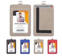 Leather Badge Holder with Clear Window, Vertical ID Badge Holder, Dual Card Slots, 1-Pack Card Holder, 4 Colors