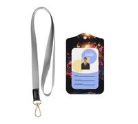 Leather Badge Holder with Lanyard, Colorful Music Notes Carry Leather ID Holder, Leather ID Holder for Staff, Teachers and Students