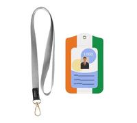 Leather Badge Holder with Lanyard, Flag of Ivory Coast Carry Leather ID Holder, Leather ID Holder for Staff, Teachers and Students