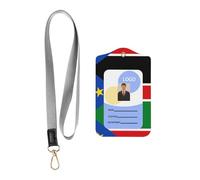 Leather Badge Holder with Lanyard, Flag of South Sudan Carry Leather ID Holder, Leather ID Holder for Staff, Teachers and Students