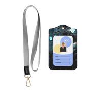 Leather Badge Holder with Lanyard, Future Robot Carry Leather ID Holder, Leather ID Holder for Staff, Teachers and Students
