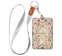 Leather Badge Holders Llama Flower Colorful