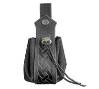 Leather Bag-Munich with Drawstring Stump, Synthetic PU Leather Tracks Bag | Laptop Coin Pocket, Small PU Leather Coin Pocket with Drawstring, Vintag Belt Bag, Black, Se référer au descriptif, Refer to