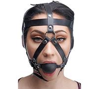 Master Series Leather Head Harness with Ball Gag