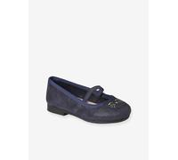 Leather Ballerina Pumps with Glitter for Girls, Designed for Autonomy navy blue