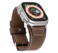 Leather Band Compatible with Apple Watch Ultra 2 Men's 49mm 45mm 44mm 42mm, Series 9/8/SE/7/6/5/4/3/2, Vintage Heavy Duty Cuff Strap Extra Large Wrist Band for iWatch (Brown)