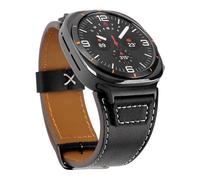 Leather Band Compatible with Samsung Galaxy Watch Ultra 47mm for Men Women, Extra Wide Watch Cuff Bracelet Vintage Strap (Black)
