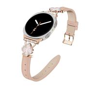 Leather Band for Samsung Galaxy Watch 8 40mm 44mm/8 classic 46mm for Women, Cute Four Leaf Clover Dressy Slim Watch Band Replacement Strap for Samsung Watch 8/8 Classic, Pink-Rose Gold Color Shell