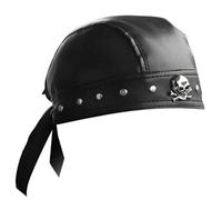 Leather Bandana Biker Doo Do Rag Headwrap Studded Skull Cap Capsmith Du Rag Black, Black, One size