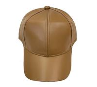 Leather Baseball Cap Men Women Adjustable Leather Peaked Cap Women Tennis Outfit (Khaki, One Size)