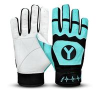 Leather Baseball & Softball Batting Gloves - Pro Grip, Shock-Absorbing Non-Sting Palm, Breathable Finger-Fit Design - Durable Unisex Fastpitch Gloves for Adults & Youth (Turquoise, Adult - Medium)