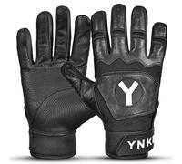 Leather Baseball & Softball Batting Gloves - Pro Grip, Shock-Absorbing Non-Sting Palm, Breathable Finger-Fit Design - Durable Unisex Fastpitch Gloves for Adults & Youth (Black, Adult - Large)