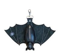 Leather Bat Coin Purse, Handmade Folding Bat Wallet, Gothic Hanging Bats Zippered Coin Pouch with Foldable Wings, Realistic Upside-Down Leather S-uede Bats Keychain with Zipper Pocket for Outdoor
