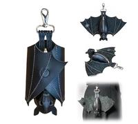 Leather Bat Coin Purse, Handmade Folding Bat Wallet with Wings, Gothic Realistic Upside-Down Leather Suede Bat Keychain Wallet with Zipper Pocket (1pcs)