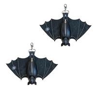 Leather Bat Coin Purse Keychain Wallet, Hand-Sewn Gothic Zippered Pouch with Expandable Wings, Portable Keychain Holder for Bag or Belt, Unique Gift for Women Men(2pcs)