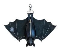 Leather Bat Coin Purse Men, Handmade Gothic Bat Coin Pouch with Wings, Coin Purse with Foldable Wings, Leather Suede Bat Keychain Wallet for Bags & Belts
