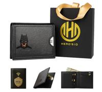 Leather Bat Wallet - Bifold wallet Man Woman, Superhero Mask - Slim Card Holder, Bat ID Heroic wallet- Unique Holiday Gift Birthday, Anniversary, for Dad, Husband, Boyfriend, Wife, Black