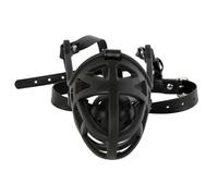 Leather BDSM Mask Soft Silicone Dog Muzzle Head Face Bondage Harness Ball Bite Gag Fetish Puppy Play Slave Pet Role Play Sex Toy Black One Size