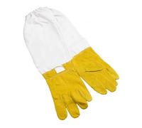 Leather Beekeeping Gloves, Premium Goatskin Protective Gloves with Canvas Long Sleeves Work Glove for Beekeeper Gardening (XXL)