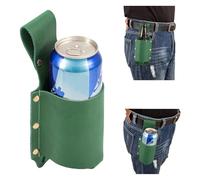 Leather Beer Holster Belt Holder, Beer Gifts for Men - Grilling Accessories, Army Green