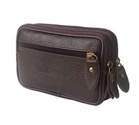Leather Belt Bag Coin Purse Wallet for Men Women Loop Holster Hip Waist Pack Cell Phone Zipper Case Pouch Horizontal Belt Smartphone Pocket Coffee