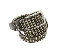 Leather belt braided mahogany and ivory - white - Robert Charles