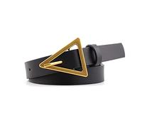 Leather Belt for Women Retro Triangle Buckle Jeans Belts for Ladies Dress Casual Waistband Clothing Accessories, Black, 105cm