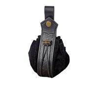 Leather Belt Pouch Medieval Vintage Renaissance Viking LARP Cosplay Costumes Drawstring Coin Purse Phone Holder Waist Bag, A-Black, Renaissance