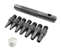 Leather Belt Punch Tool Set with Replaceable Heads and Hollow Puncher, Chisel for Crafting and Home Repair, 9 Steel Hole Punch Pieces